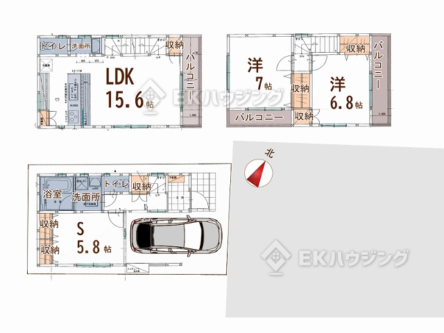 八潮駅　徒歩18分　構造：木造土地面積:55.80平米　建物面積:92.36平米　