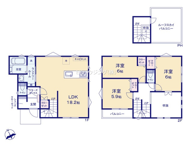 竹ノ塚駅　徒歩12分　構造：木造土地面積:90.74平米　建物面積:91.07平米　