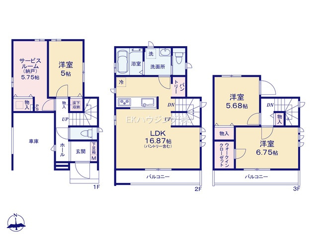 西新井大師西駅　徒歩6分　構造：木造土地面積:71.05平米　建物面積:112.91平米　