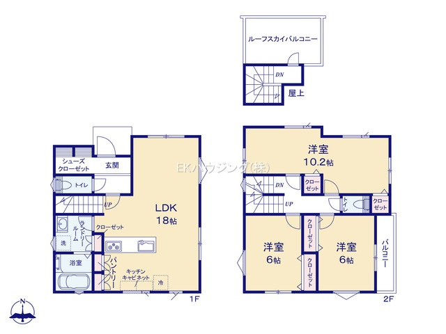 竹ノ塚駅　徒歩18分　構造：木造土地面積:104.97平米　建物面積:100.19平米　