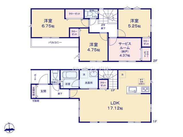 谷塚駅　徒歩27分　構造：木造土地面積:79.05平米　建物面積:89.30平米　