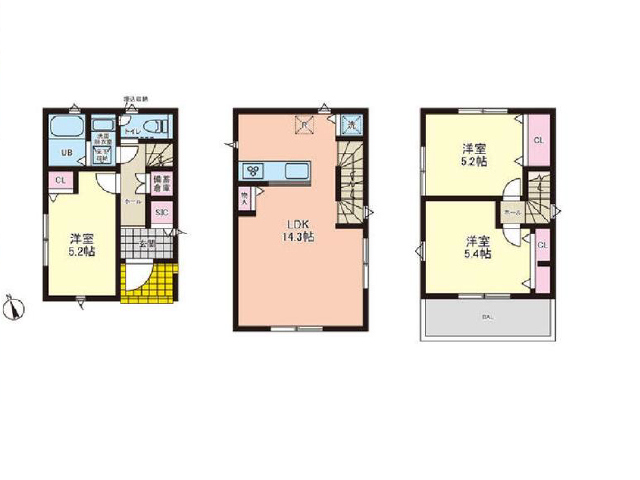 西新井大師西駅　徒歩26分　構造：木造土地面積:44.55平米　建物面積:71.77平米　