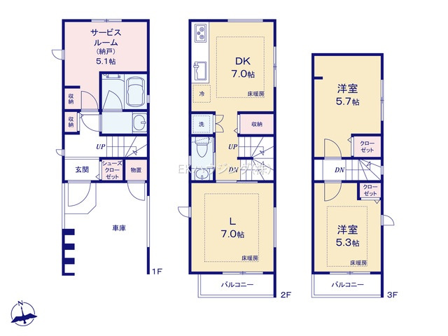 新柴又駅　徒歩4分　構造：木造土地面積:49.74平米　建物面積:90.53平米　