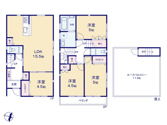 八潮駅　徒歩21分　構造：木造土地面積:95.00平米　建物面積:66.00平米　